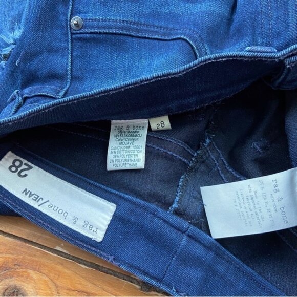 Rag bone Mojave high rise 10 inches ripped knees skinny dark blue made USA 28 - Picture 7 of 12